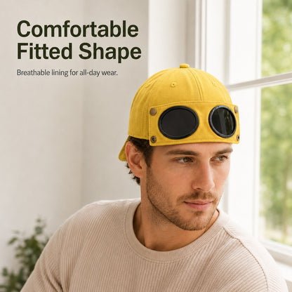 Men's Korean-Style Pilot Baseball Cap - Personalized Glasses-Ready Vintage Washed Cotton Hat for Street Fashion & Daily Outfit