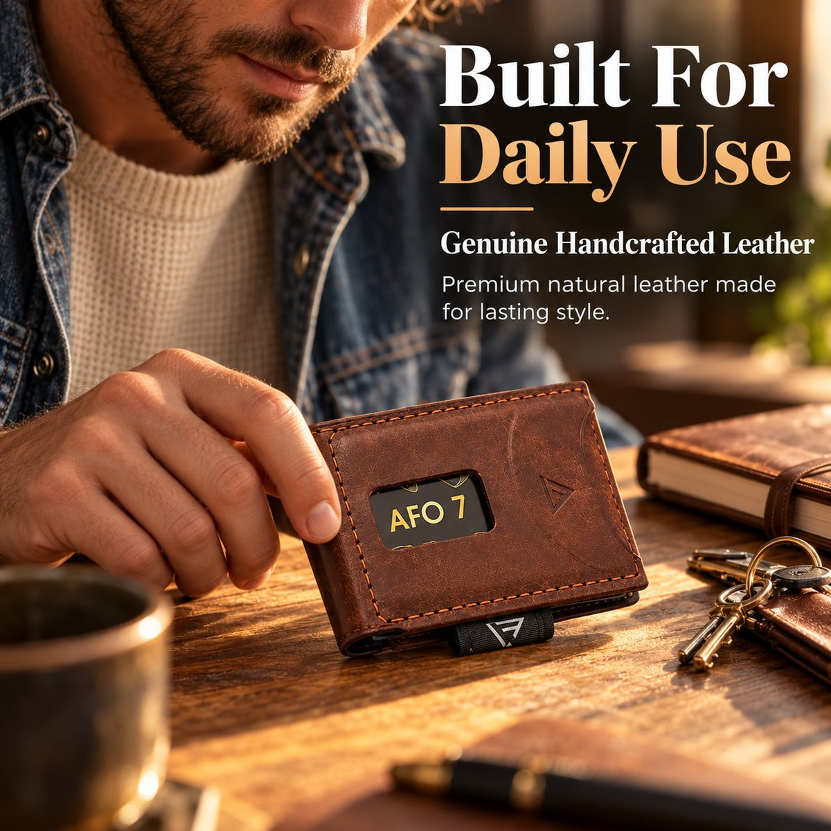 👝 Vintage Stitched Leather Wallet | Built-in AirTag Slot