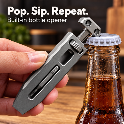 🪛Pocket Titanium Pry Bar Multi-Tool | 4-in-1 Bottle Opener & Wrench | Grade 5 Titanium | Keychain Everyday Carry