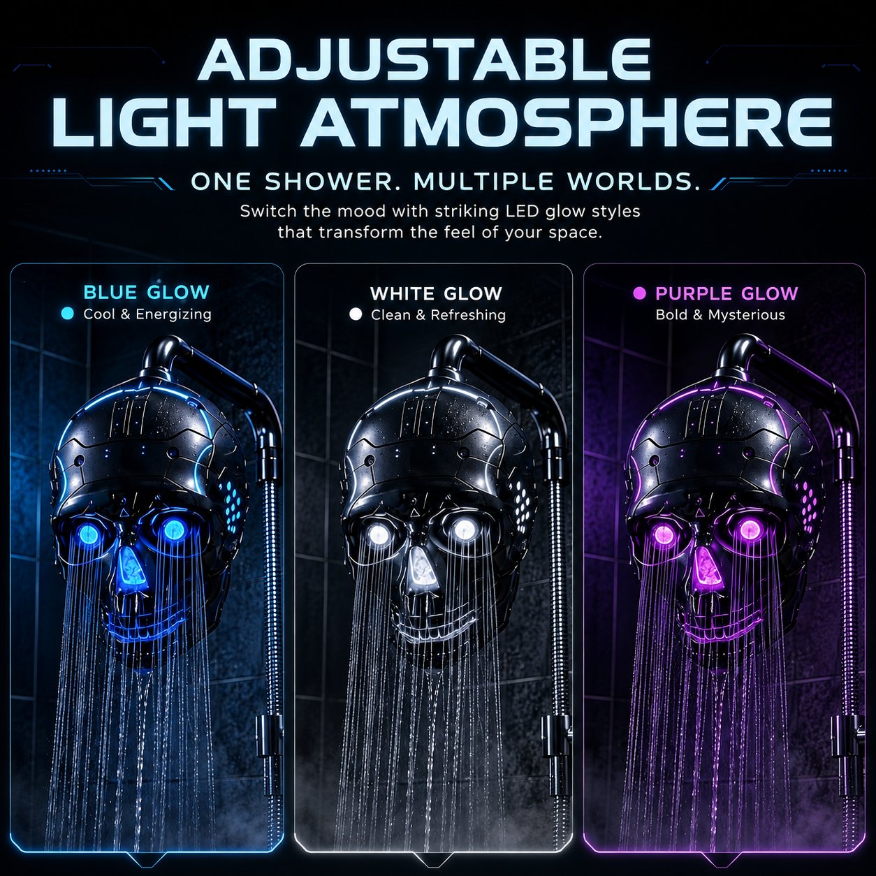 💀✨ Cyberpunk Skull Shower Head — Transform Your Daily Shower Into A Futuristic Light Experience