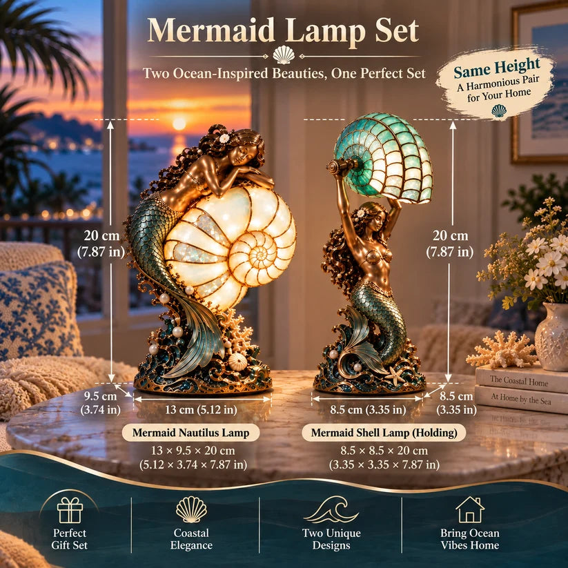 🔥Last Day 49% OFF🧜‍♀️ Moon-Tide Mermaid Nautilus Lamp