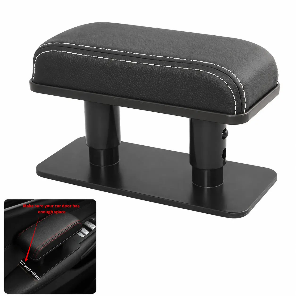 🚗 Adjustable Car Armrest Pad – Leather Elbow Support Cushion