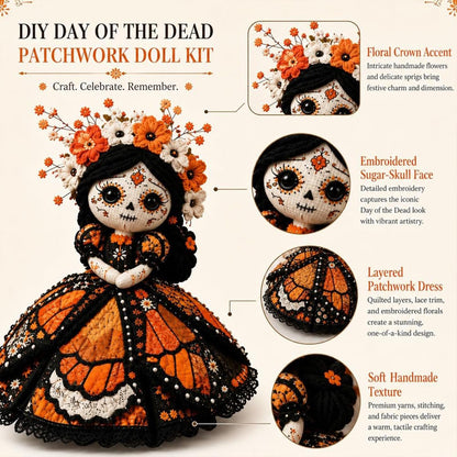 💀Vinowg Day of the Dead Patchwork Doll DIY Kit - Patchwork Skeleton Witch Girl DIY Kit