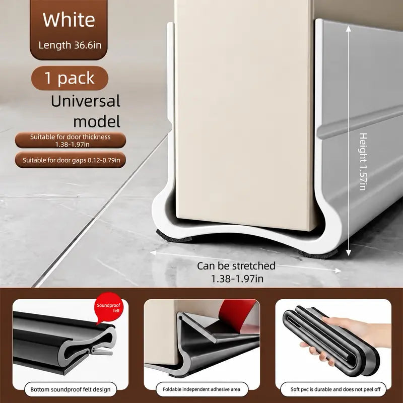 White PVC door draft stopper size and material details