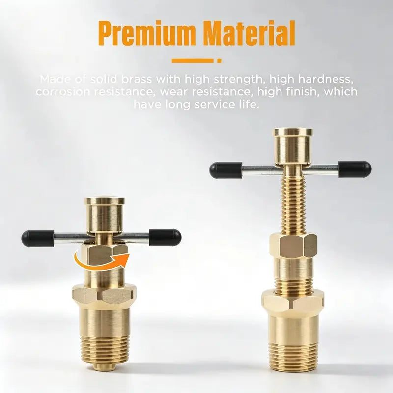 Compression Sleeve Puller Tool for 1/2" & 3/4" Brass Pipes, Rust-Resistant Ferrule Remover, Pipe Ring Extraction Kit for Corroded/Frozen Supply Stops, Removes Nut & Ferrule Safely – No Pipe Damage (Fits NPT 1/2", 3/4")