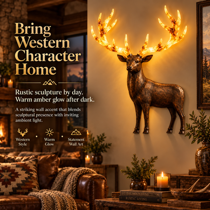 💥 Hot-Selling Half-Price Deal ✨ Light-Up Longhorn Wall Sculpture, Rustic Western-Style LED Wall Decor