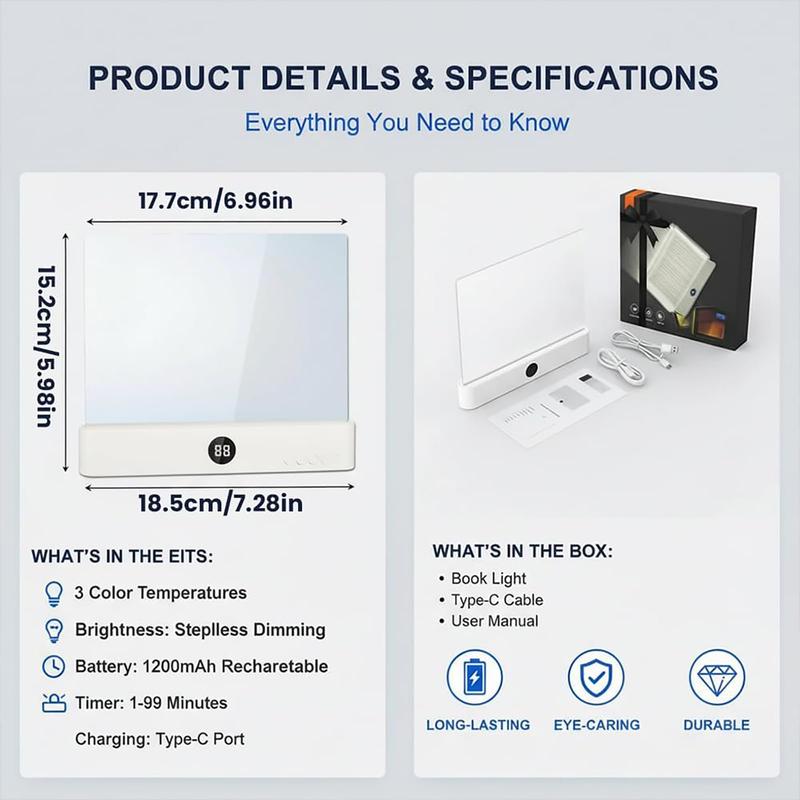 ✨ Smart Wireless Book Light with Timer & Ultra-Thin Design