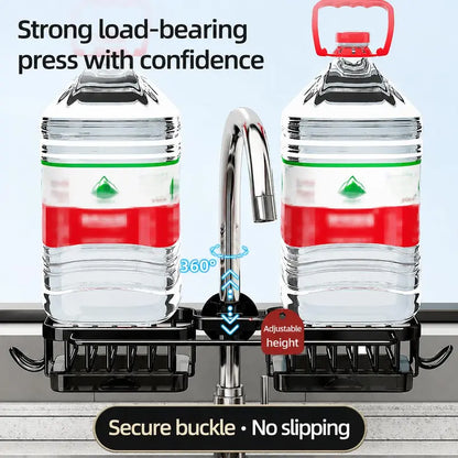 🚰 Stainless Steel Over-Faucet Sink Organizer – Space-Saving Sponge & Soap Holder with Drain Tray ✨