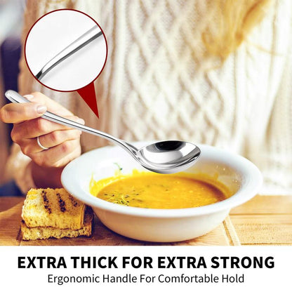 🥘18/10 Stainless Steel Soup Spoons‑Deep Bowl, No More Spills!
