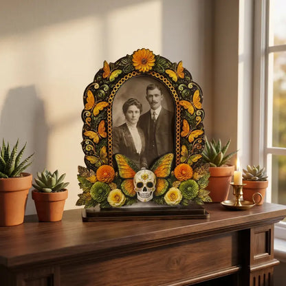 💀Día de los Muertos Wooden Picture Frame Decor - Mexican Tabletop Altar Display with Multiple Frame Designs