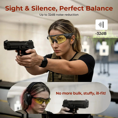 ⚡Hot Sales 49% OFF🔥ANSI Z87.1 Certified Anti-Fog Safety Goggles with Built-in NRR 32dB Noise Reduction Plugs, 3 Interchangeable Lenses, UV400 Sun Block