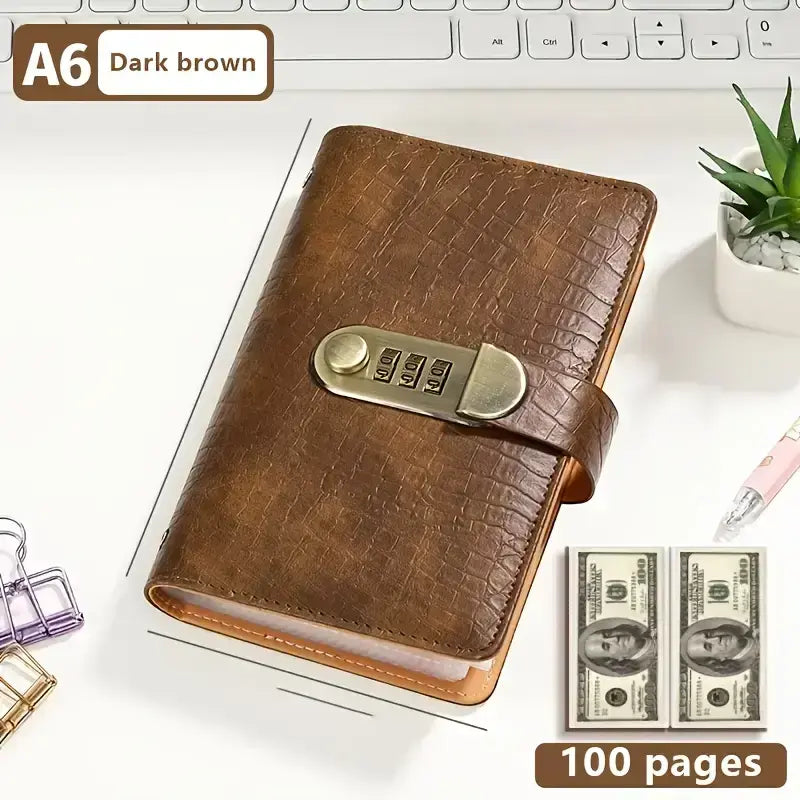 A6 savings notebook,3-Digit Resettable Password Lock
