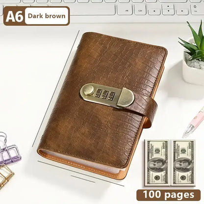 A6 savings notebook,3-Digit Resettable Password Lock