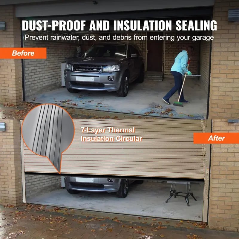 Garage door bottom seal helping reduce dust and rain entry