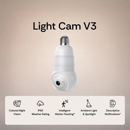 🔥2K Light Bulb Security Camera – 360° Pan & Tilt, Color Night Vision, Built‐in Spotlight, 2.4GHz/5GHz WiFi, Indoor/Outdoor