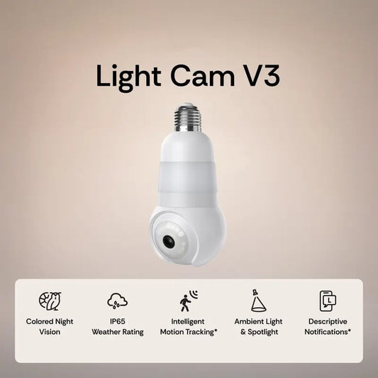 🔥2K Light Bulb Security Camera – 360° Pan & Tilt, Color Night Vision, Built‐in Spotlight, 2.4GHz/5GHz WiFi, Indoor/Outdoor