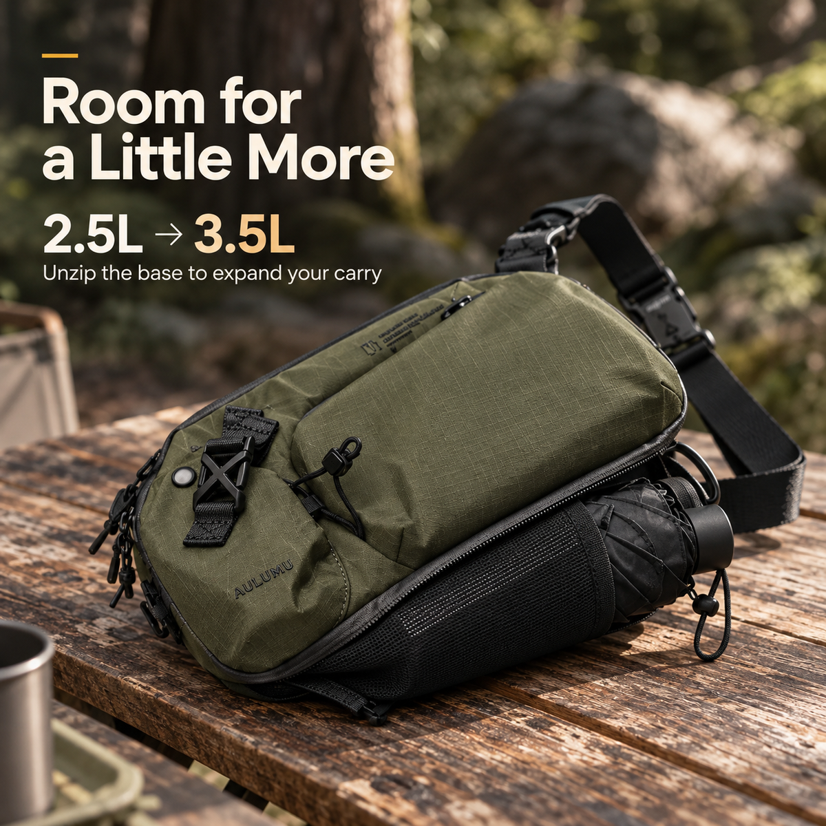 🎒Urban Transit Gear Sling Bag | Expandable 2.5‑3.5L X‑Pac Water‑Rep,Modular Chest Bag for Commute & Outdoor🏕️