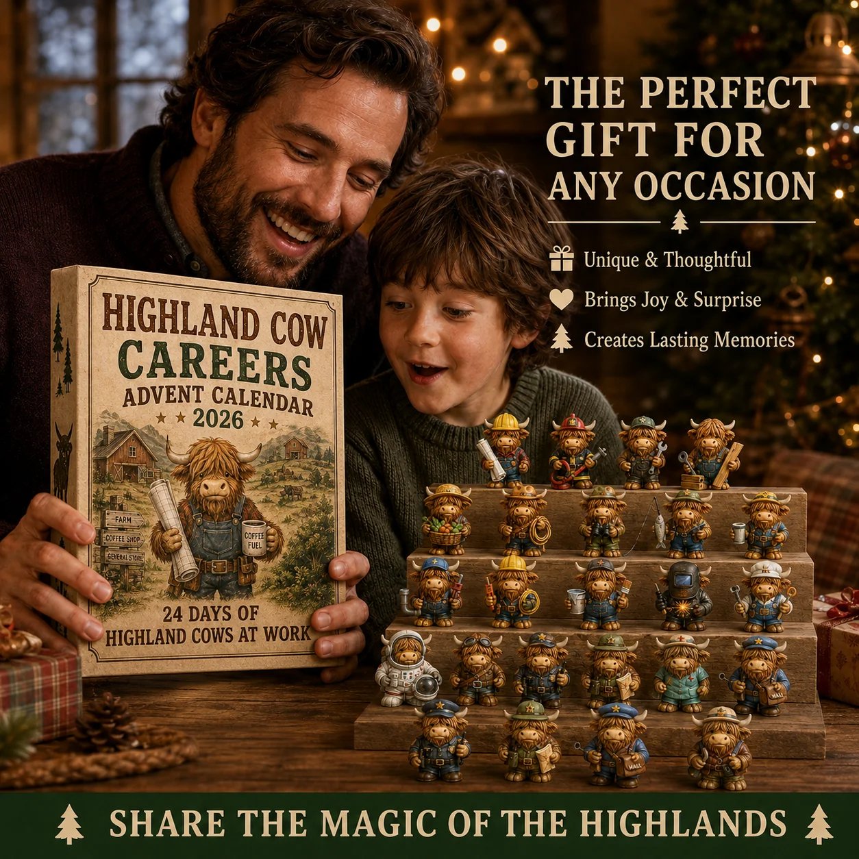 🐮 LAST DAY 49% OFF – 24 Days of Highland Cow Careers Advent Calendar | 24 Unique Collectible Highland Cows with Adorable Jobs, Tiny Accessories & Daily Christmas Surprises 🎄✨
