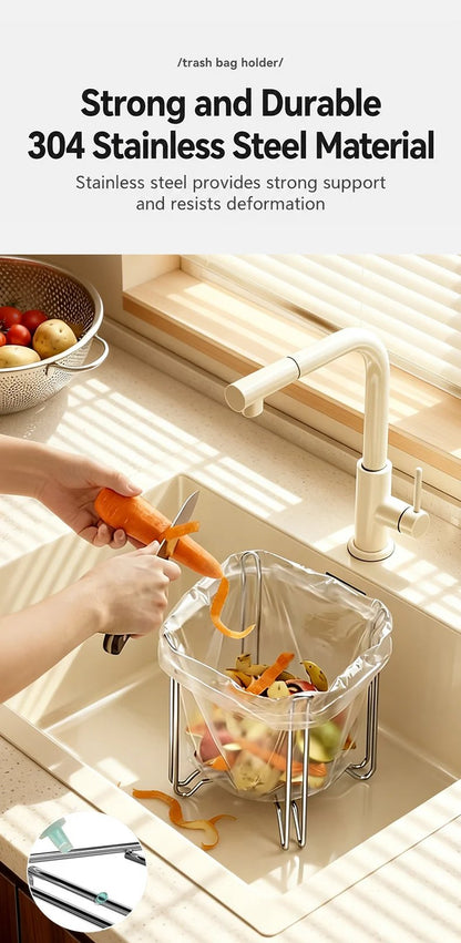 🗑️Kitchen Waste Companion Stainless Steel Trash Bag Holder