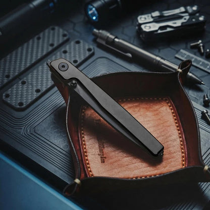 🔥Last Day Sale 50% OFF🎉Lanky Liner Lock Front Flipper Knife Black Aluminum Handle
