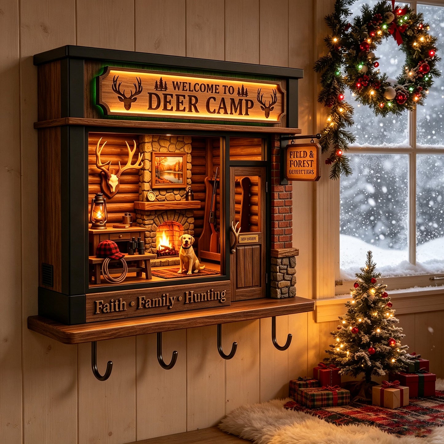 🦌Exclusive Limited Item🔥42%OFF🔥🔥Hunting-Themed 3D Wooden Cabin Key Holder