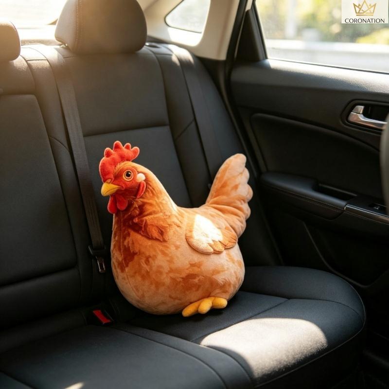 🐔Chicken-Shaped Plush Pillow - Cute Hen Stuffed Animal, Realistic Look Home Decorative Cushion🎁