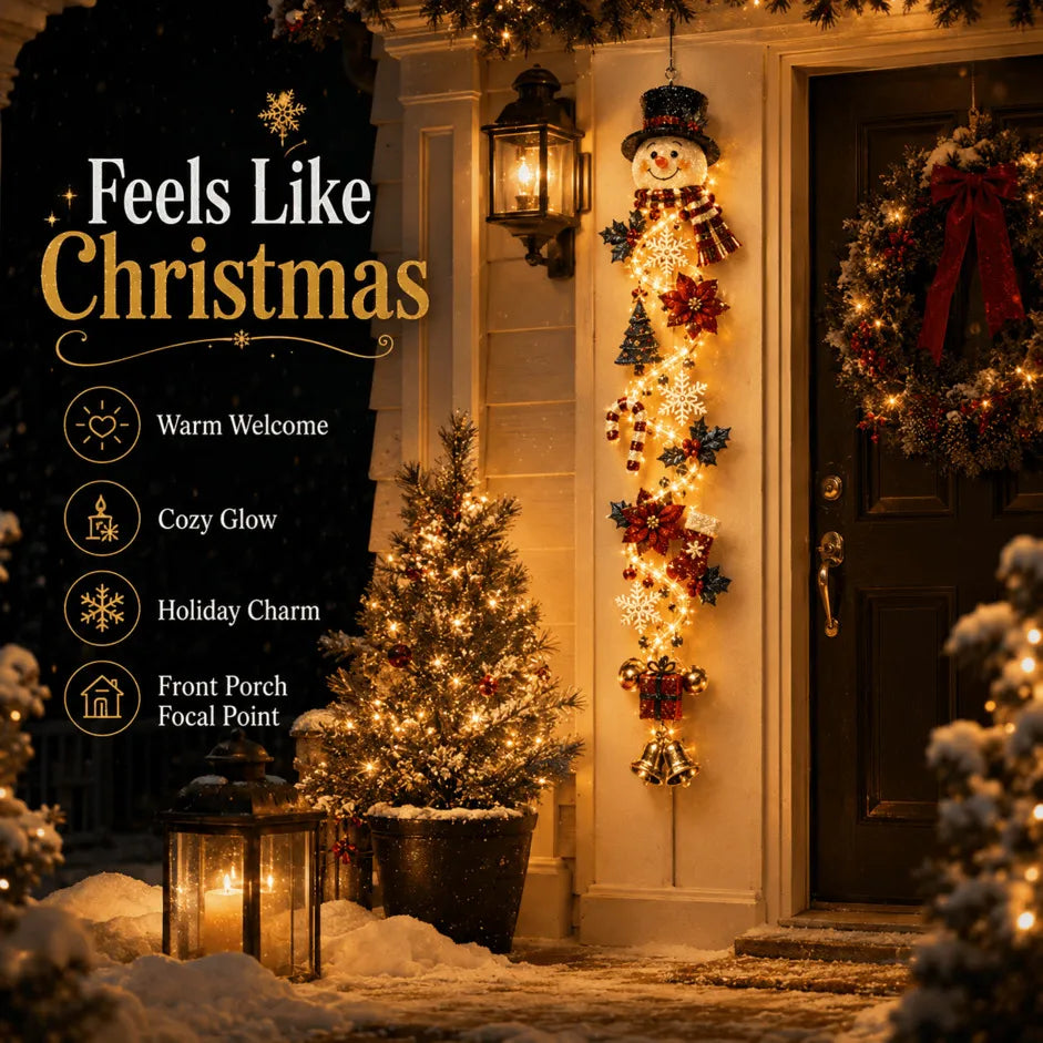 🎄Glowing Christmas Door Hanger | 6 Festive Lighted Designs with Warm Glow, Dimensional Details & Space-Saving Vertical Décor ✨