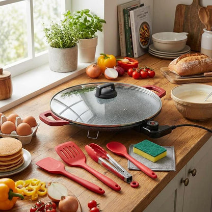 🍳 AORAN Large Round Electric Griddle Pan