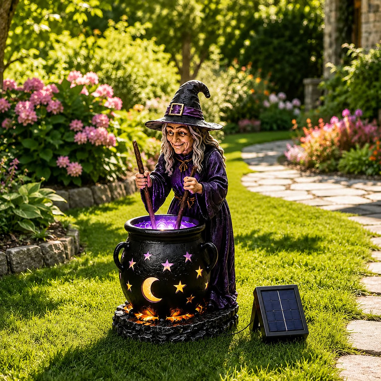 🪄Halloween Witch Glowing Cauldron Solar Light