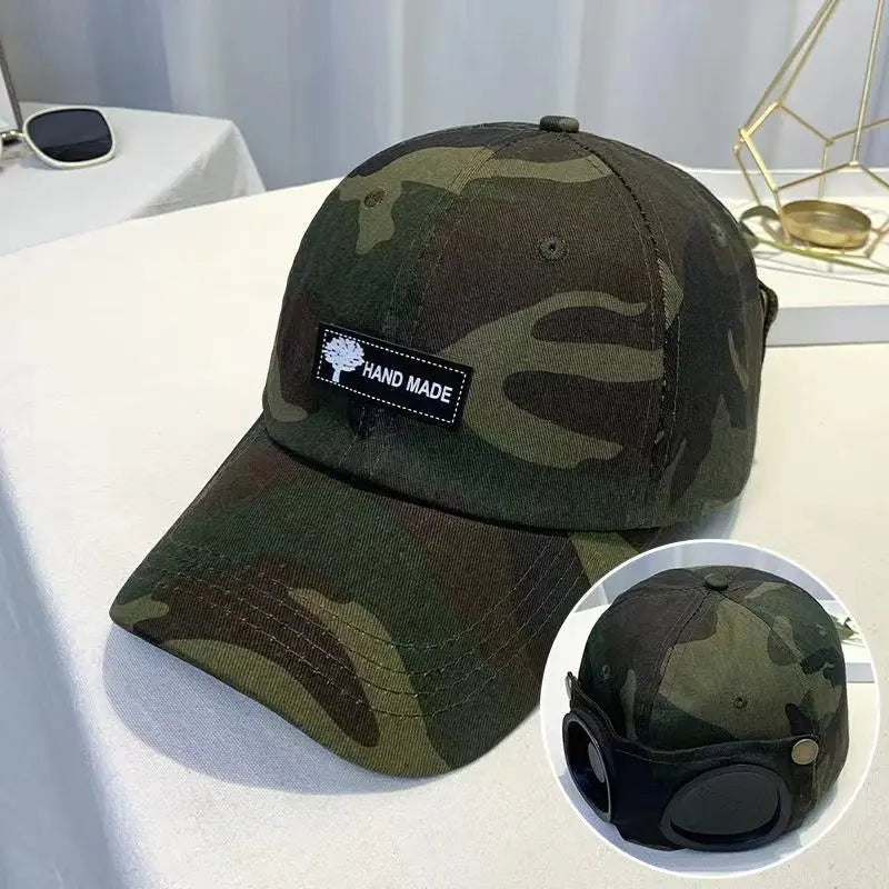 🪖 Tactical Aviator Goggles Cap for Men & Women 🥽 Washed Cotton Pilot Glasses Baseball Hat