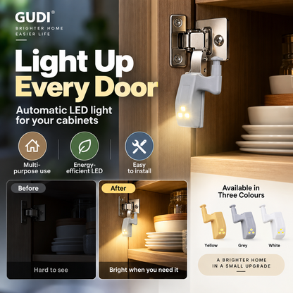 Multi-Function LED Hinge Light for Cabinets & Wardrobes – Physical Sensor, Auto On/Off