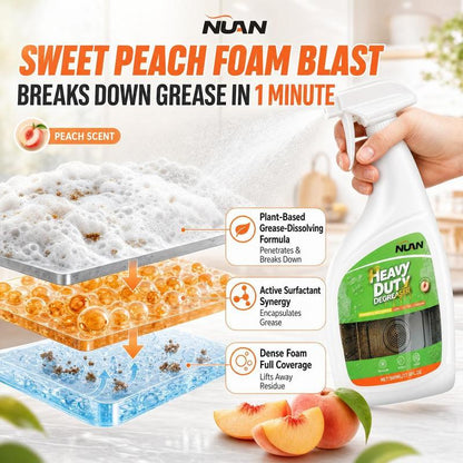 🍑 Peach Foam Blast! 1-Min Heavy Duty Kitchen Degreaser ✨