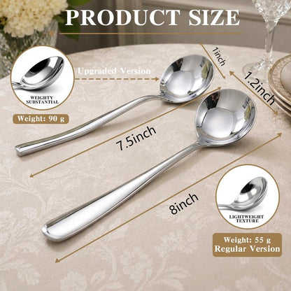 🥘18/10 Stainless Steel Soup Spoons‑Deep Bowl, No More Spills!