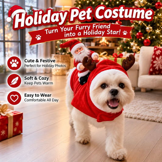 Santa Rider Pet Christmas Costume
