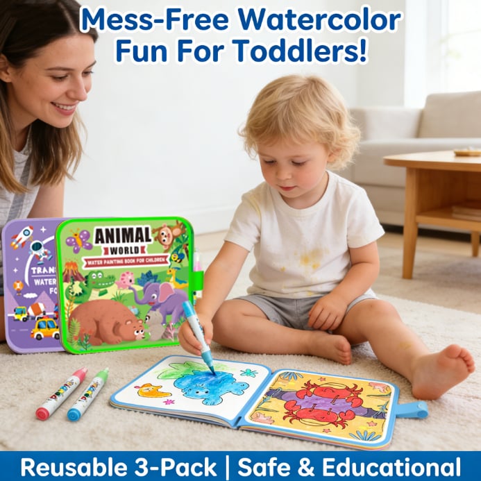 🎨 Toddler Watercolor Coloring & Doodle Book - A Fun, Mess-Free Creative Activity