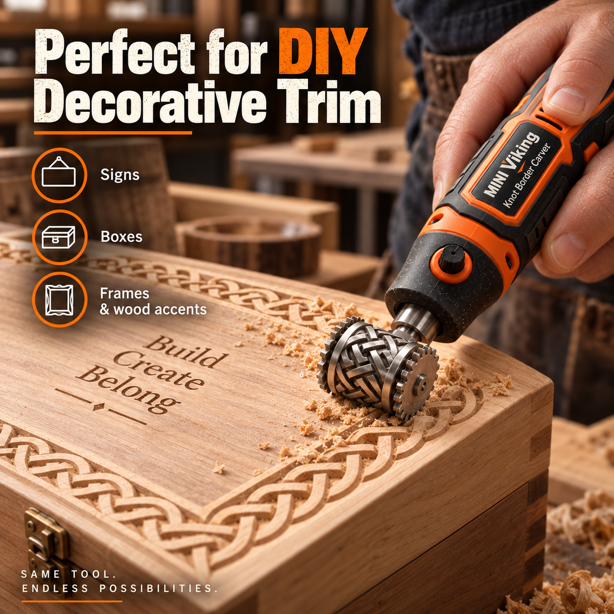 MINI Viking Knot Border Carver – Decorative Woodworking Roller Tool