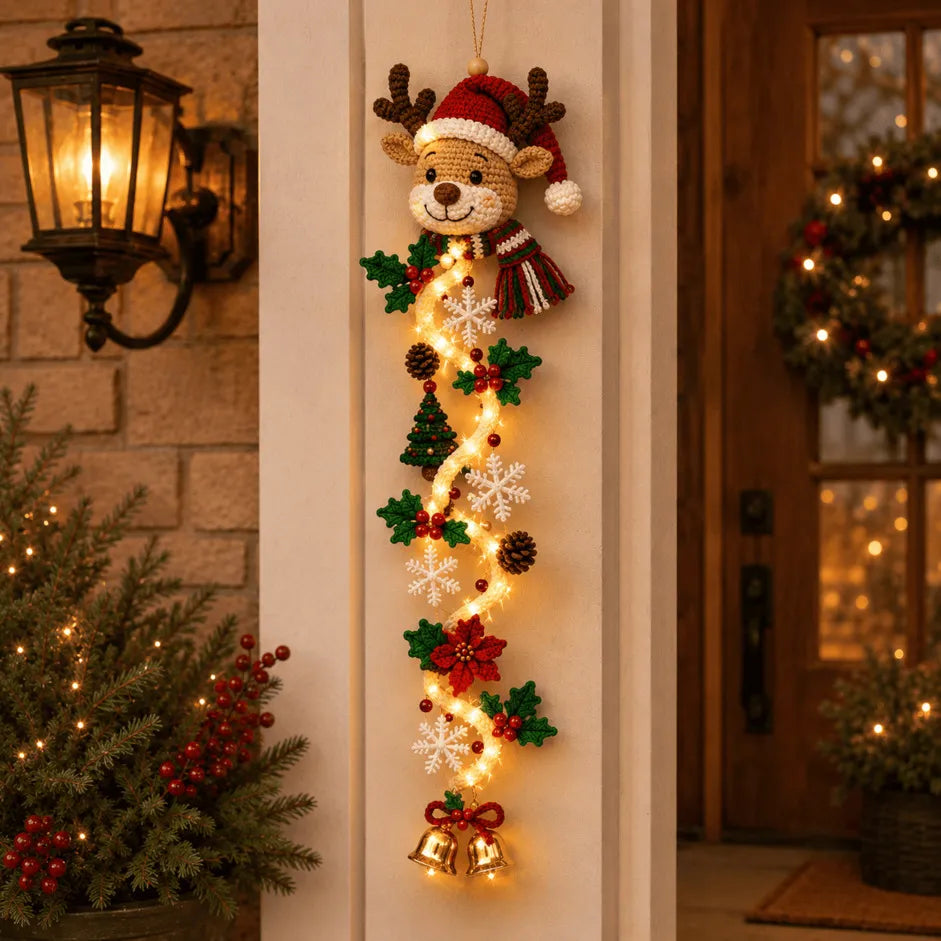 🎄Glowing Christmas Door Hanger | 6 Festive Lighted Designs with Warm Glow, Dimensional Details & Space-Saving Vertical Décor ✨