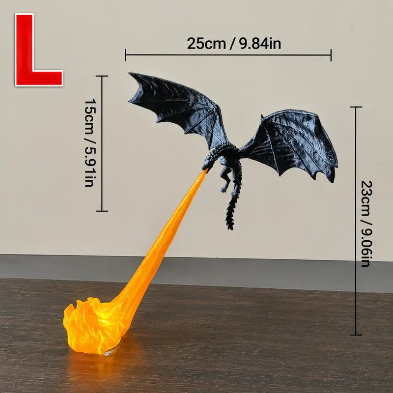 🐉 Fire-Breathing Dragon Figurine Lamp | Gothic Dark Fantasy Desk Decor 🔥