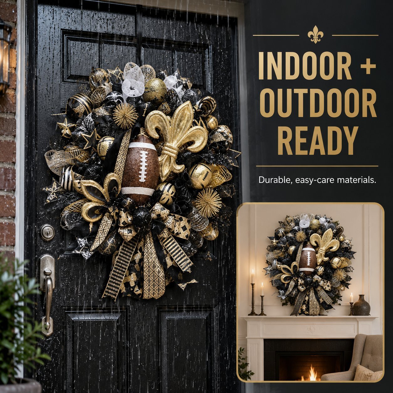 🏈Football Team Handcrafted Wreath for Game-Day Front Door Decor