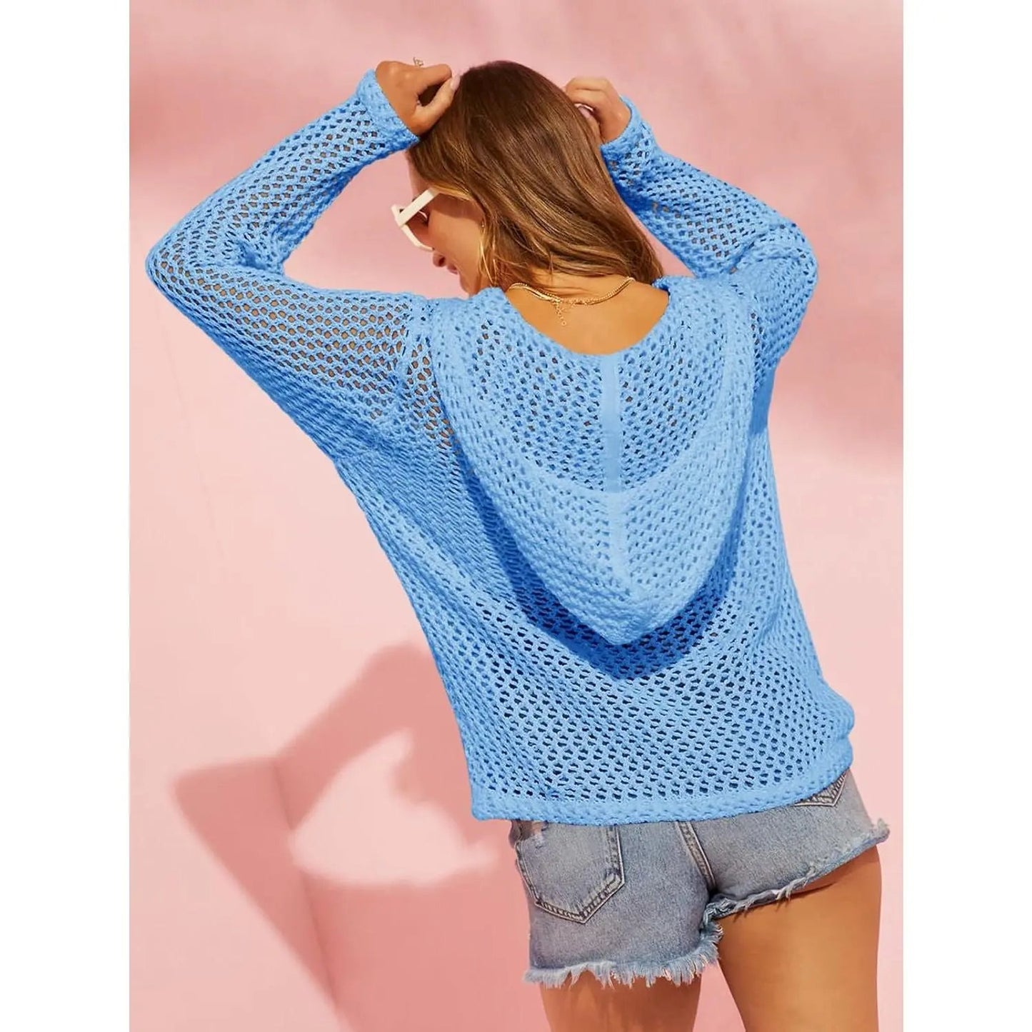 Women's Crochet Lightweight Cardigan Zip Up