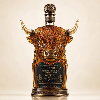 🎁 Highland Cow Private Cask 21 Years Cow Head Shaped Scotch Whisky Bottle