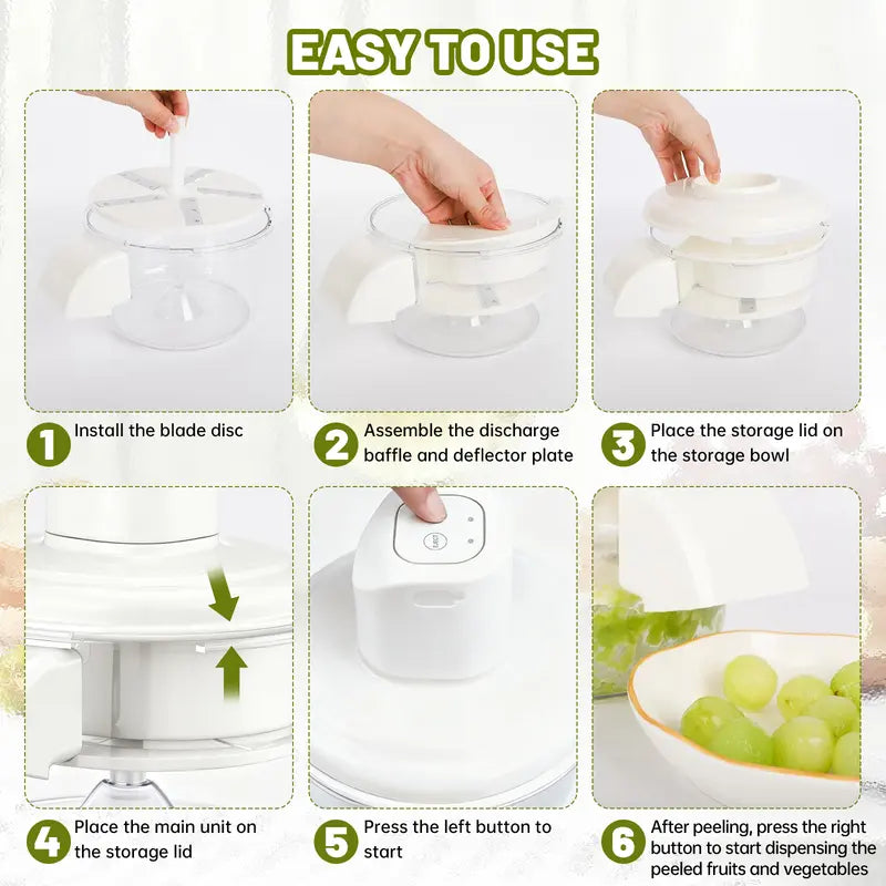 🍇 20-Sec Automatic Electric Grape Peeler ⚡ Cordless Fruit & Veggie Peeler