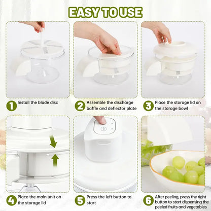 🍇 20-Sec Automatic Electric Grape Peeler ⚡ Cordless Fruit & Veggie Peeler