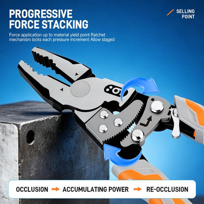 🔧 Self-Locking Ratchet Pliers – Heavy-Duty Grip & Cutter