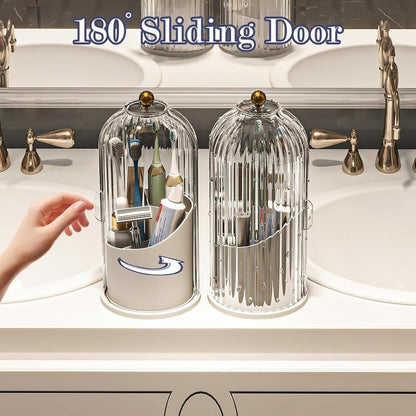 ✨360° Rotating Toothbrush Holder with Cover – Compact Bathroom Organizer