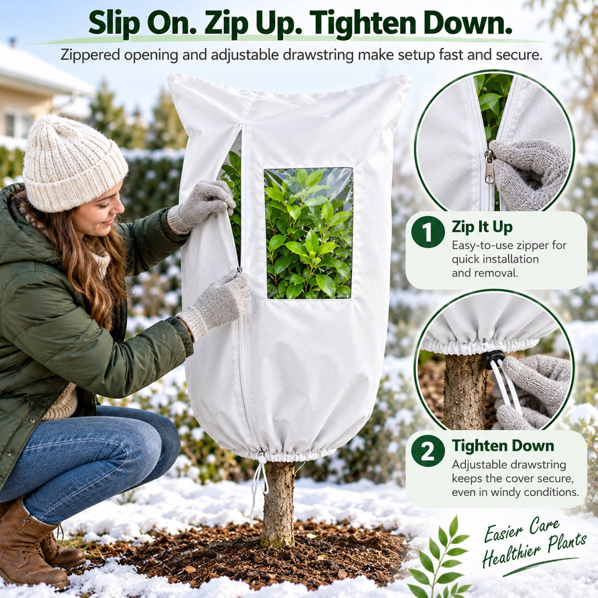Winter Plant Frost Protection Cover for Trees, Shrubs & Potted Plants