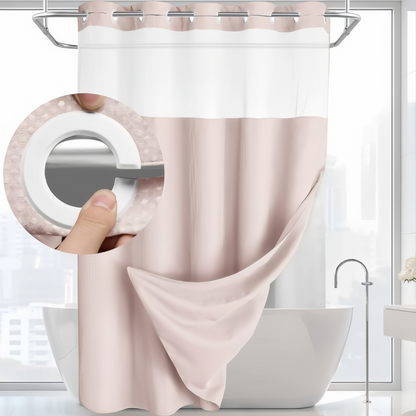 No-Hook Shower Curtains with Snap-in Fabric Detachable Liner Set