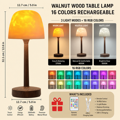🌊 Ocean Ripple Projector Lamp, 2-in-1 Aurora Night Light with 16 Colors USB-C Rechargeable Mood Lamp