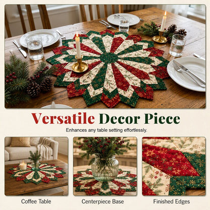 🎄 Holiday Star Quilted Table Topper ✨ Festive Christmas Dining & Home Decor