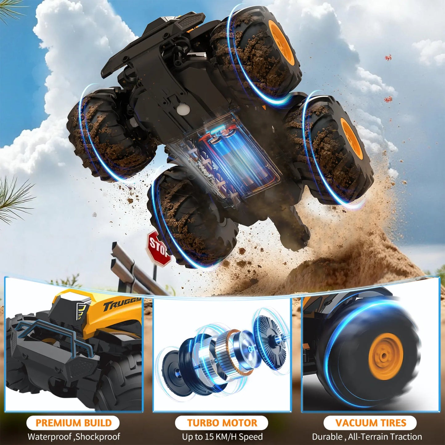 Waterproof 1:14 Amphibious RC Monster Truck - RC Model Car
